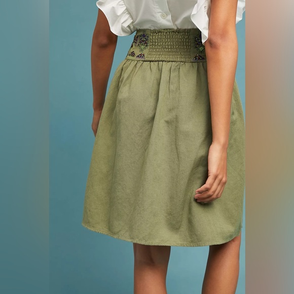 NWT Anthropologie Maeve Embroidered Utility Skirt, size 10 - Picture 2 of 12